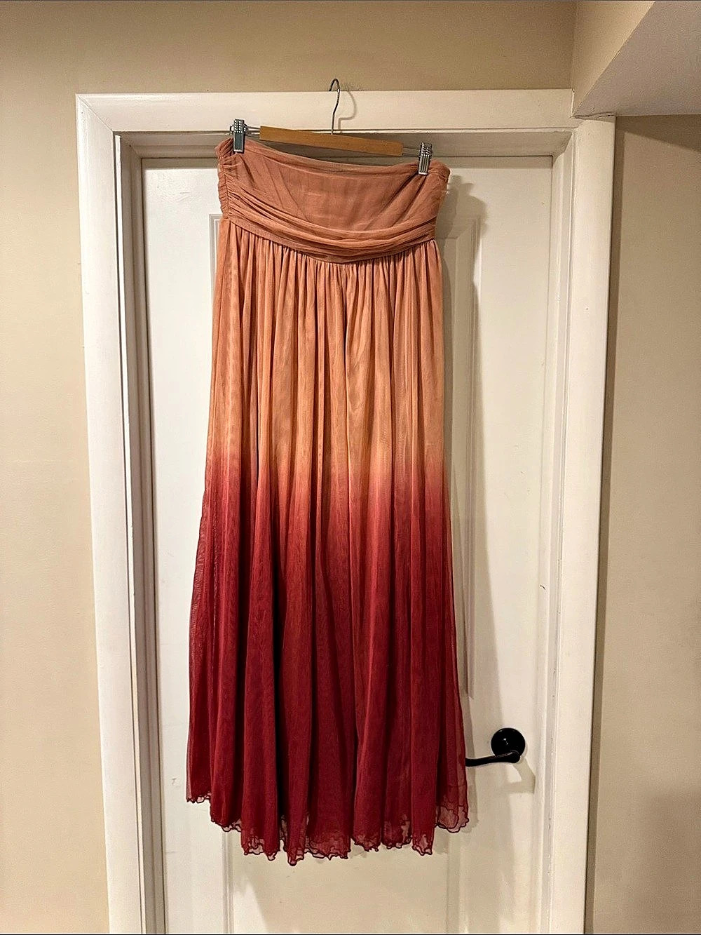 Free People Ombré Pleated Maxi Strapless Dress in Pink & Red Size Medium, NWOT.1